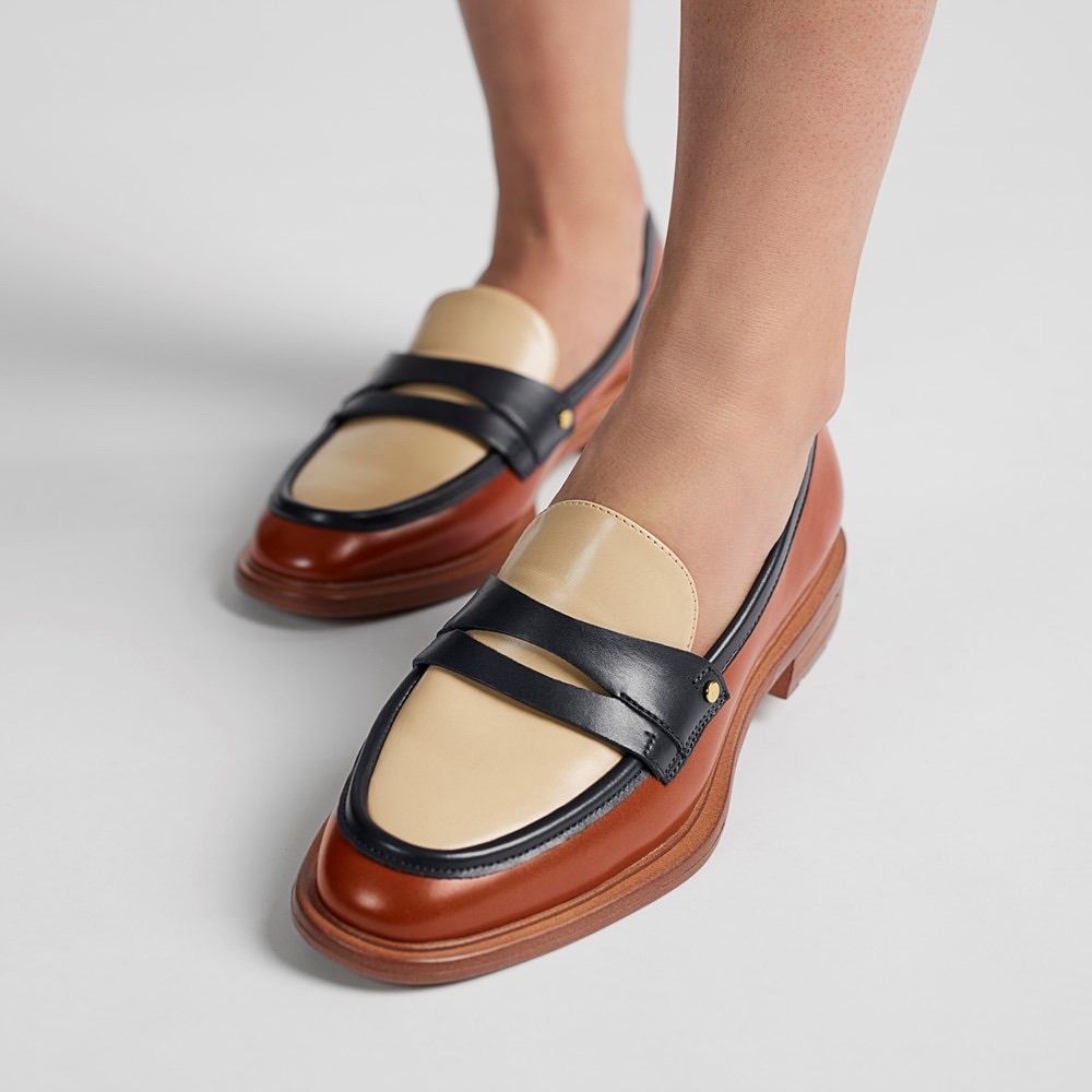 Franco Sarto Italian Leather 2 Penny Loafer Size 8.5